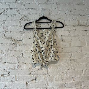 Millou | Black and White Palm Tree Cropped, Tie Tank | Size Small